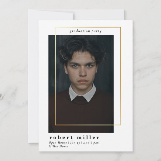 Einfache Frame Classy Foto Abschluss Einladung (Vorderseite)