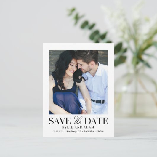 Einfache Frame EDITABLE-FARBE Save the Date Postca Postkarte (Stehend Vorderseite)
