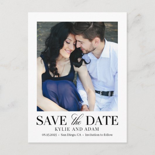 Einfache Frame EDITABLE-FARBE Save the Date Postca Postkarte (Vorderseite)