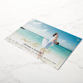 Einfache Frame-Kalligrafie 2 Fotos Save the Date Folieneinladung (Gedreht)