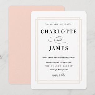 Einfache Frame Peach Classic Wedding Einladung