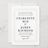 Einfache Frame Peach Classic Wedding Einladung (Vorderseite)