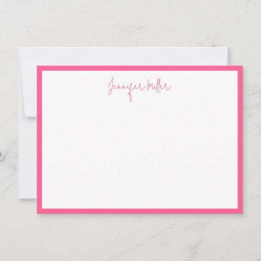 Einfache Frame Tall Script editierbar Hot Pink Cus Mitteilungskarte (Vorderseite)