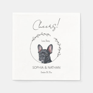 Einfache französische Bulldogge Hochzeitcocktail N Serviette