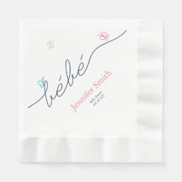 Einfache französische Butterfly-Babydusche und seh Serviette