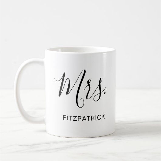 Einfache Frau Nachname Braut Hochzeit Kaffeetasse (Links)