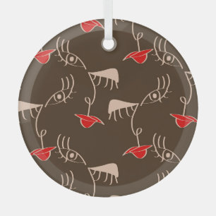 Einfache Frauen-Gesichtslinie: abstraktes Muster. Ornament Aus Glas