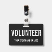 Einfache Freiwilligenveranstaltung Schwarz-weiß Ausweis (Vorderseite mit Clip)