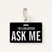 Einfache Freiwilligenveranstaltung Schwarz-weiß Ausweis (Rückseite mit Klammer)