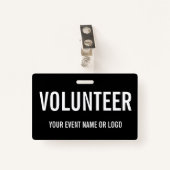 Einfache Freiwilligenveranstaltung Schwarz-weiß Ausweis (Vorderseite mit Klammer)