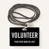 Einfache Freiwilligenveranstaltung Schwarz-weiß Ausweis (Rückseite mit Schlüsselband)