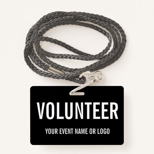 Einfache Freiwilligenveranstaltung Schwarz-weiß Ausweis (Rückseite mit Schlüsselband)