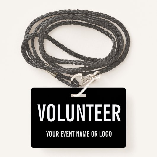 Einfache Freiwilligenveranstaltung Schwarz-weiß Ausweis (Vorderseite mit Schlüsselband)