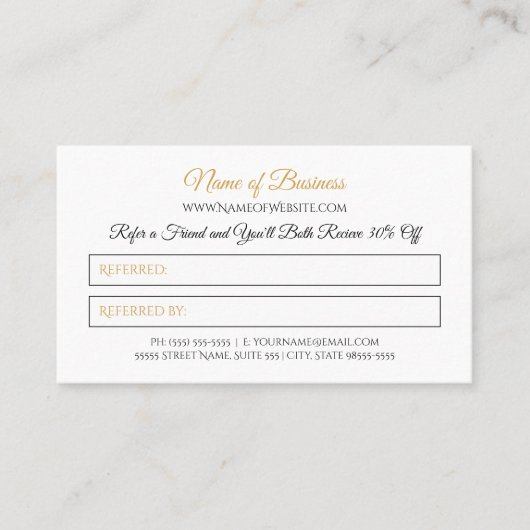 Einfache Freundschaftswerbung Elegant Schwarz und  Empfehlungskarte (Vorderseite)