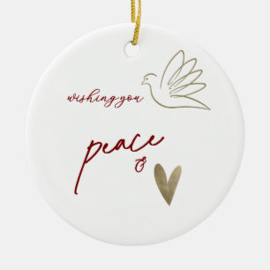 Einfache Frieden-und-Liebe-Tauben-Foto-Weihnachtsk Keramik Ornament