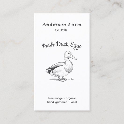 Einfache frische Enteneier Visitenkarte (Vorderseite)