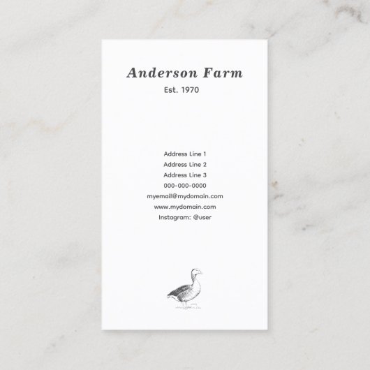 Einfache Frische Gänseeier Vertikal Visitenkarte (Rückseite)