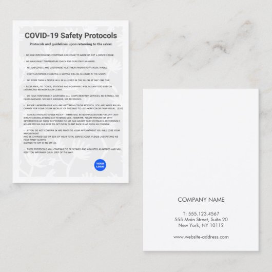 Einfache Friseursalon COVID19 Sicherheitsprotokoll Visitenkarte (Vorne/Hinten)