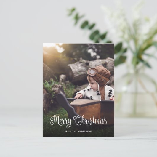 Einfache frohe Weihnachten 2 Foto Postkarten (Stehend Vorderseite)