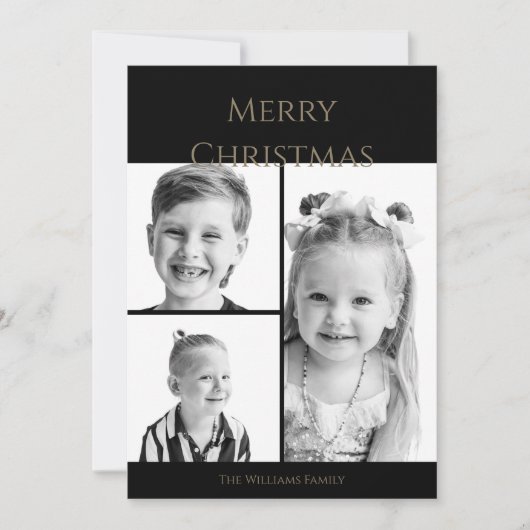 Einfache Frohe Weihnachten B/W-Fotocollage (Vorderseite)