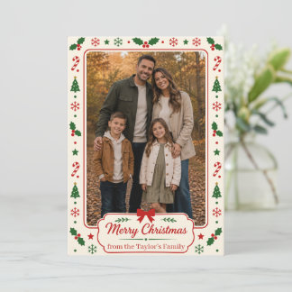 Einfache Frohe Weihnachten Familienfotokarte Dankeskarte