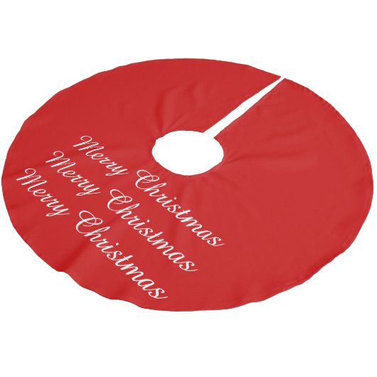 Einfache frohe Weihnachten fassen festes rotes Polyester Weihnachtsbaumdecke (Schrägansicht)