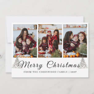 Einfache Frohe Weihnachten Tannenbaum Familie 3 Fo