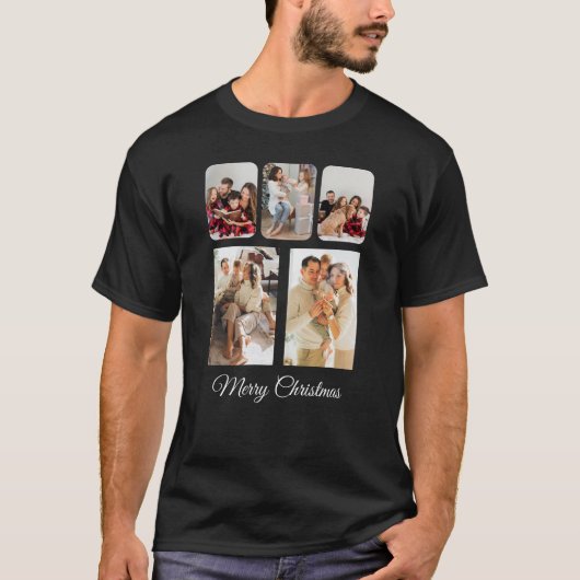 Einfache frohe Weihnachts-FotoCollage T-Shirt (Vorderseite)