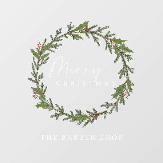 Einfache frohe Weihnachts-Pine Berries Grüner Kran Fensteraufkleber (Blatt)