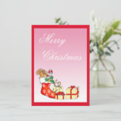 Einfache frohe Weihnachts-Pink-Karte (Stehend Vorderseite)