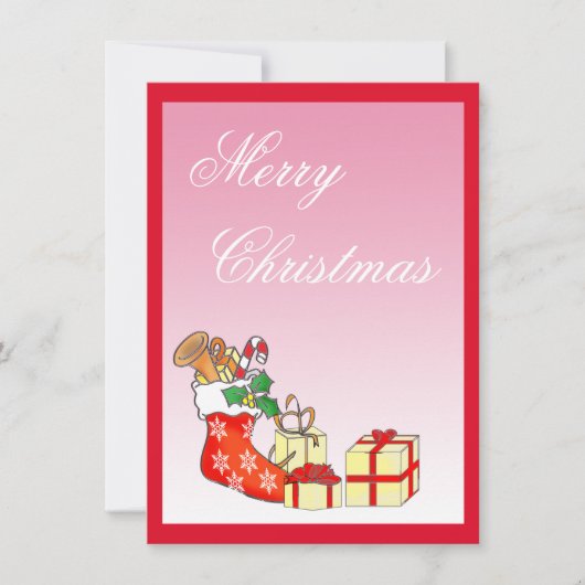 Einfache frohe Weihnachts-Pink-Karte (Vorderseite)
