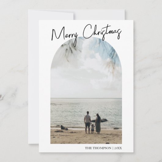 Einfache frohe Weihnachtsbaum-Foto-Familie Feiertagskarte (Vorderseite)