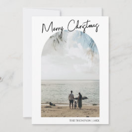 Einfache frohe Weihnachtsbaum-Foto-Familie Feiertagskarte