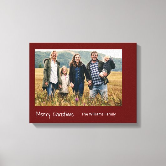 Einfache Frohe Weihnachtsfamilie Foto Typografie Leinwanddruck (Vorderseite)