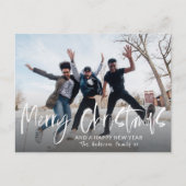 Einfache frohe Weihnachtskalligraphie 1 Foto Postkarte (Vorderseite)