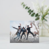 Einfache frohe Weihnachtskalligraphie 1 Foto Postkarte (Stehend Vorderseite)