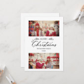 Einfache frohe Weihnachtszweige 2 Fotos Karte (Vorderseite/Rückseite Beispiel)