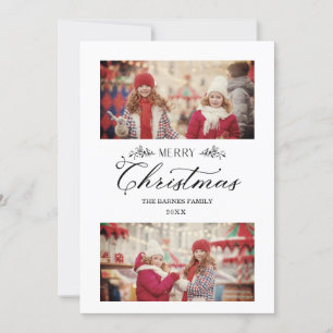 Einfache frohe Weihnachtszweige 2 Fotos Karte