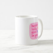 Einfache fröhliche Erinnerung Joy Soft Pink Lettin Kaffeetasse (VorderseiteRechts)