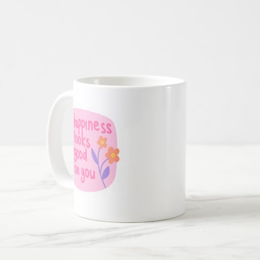 Einfache fröhliche Erinnerung Joy Soft Pink Lettin Kaffeetasse (Vorderseite Links)