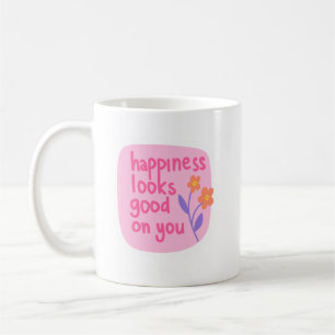 Einfache fröhliche Erinnerung Joy Soft Pink Lettin Kaffeetasse