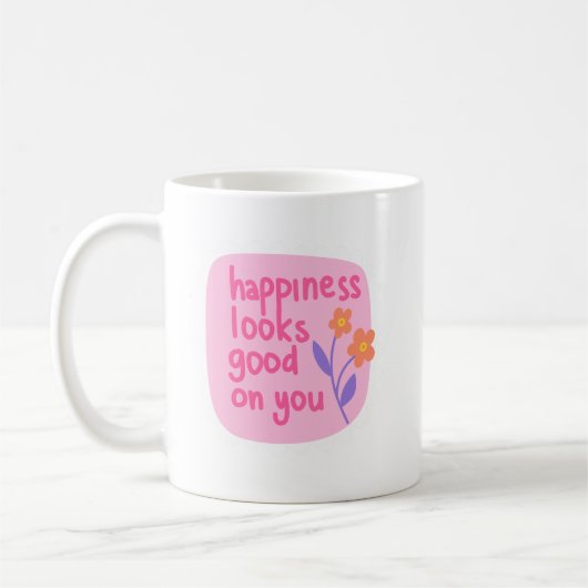 Einfache fröhliche Erinnerung Joy Soft Pink Lettin Kaffeetasse (Links)