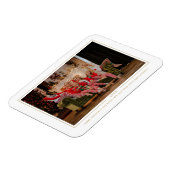 Einfache, fröhliche Weihnachts-Mit Monogramm Foto- Magnet (Linke Seite)