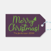 Einfache fröhliche Weihnachts-Violet-Geschenkmarke Geschenkanhänger (Vorderseite (Horizontal))