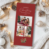 Einfache fröhliche Weihnachtsgrün Foto Collage Feiertagskarte