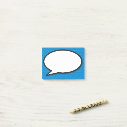 Einfache Fun Comic Buchen Sprechblase Blau Post-it Klebezettel (Auf Schreibtisch)