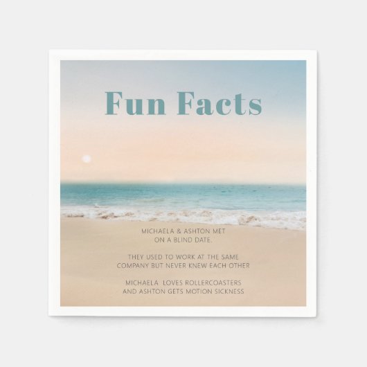 Einfache Fun Facts Beach Hochzeit Serviette (Vorderseite)