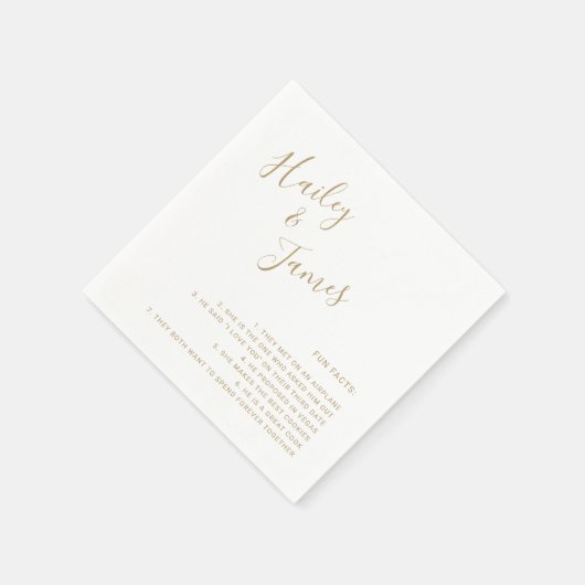 Einfache Fun Fakten Elegantes Gold Moderne Hochzei Serviette (Ecke)
