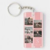 Einfache Fun-Fotos auf moderner Dusty-Rose Rosa Schlüsselanhänger (Vorderseite)