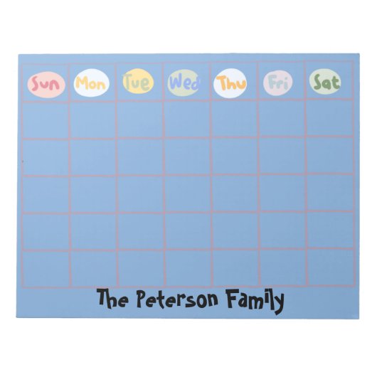 Einfache Funky-Familie - individueller Wochenkalen Notizblock (Vorderseite)